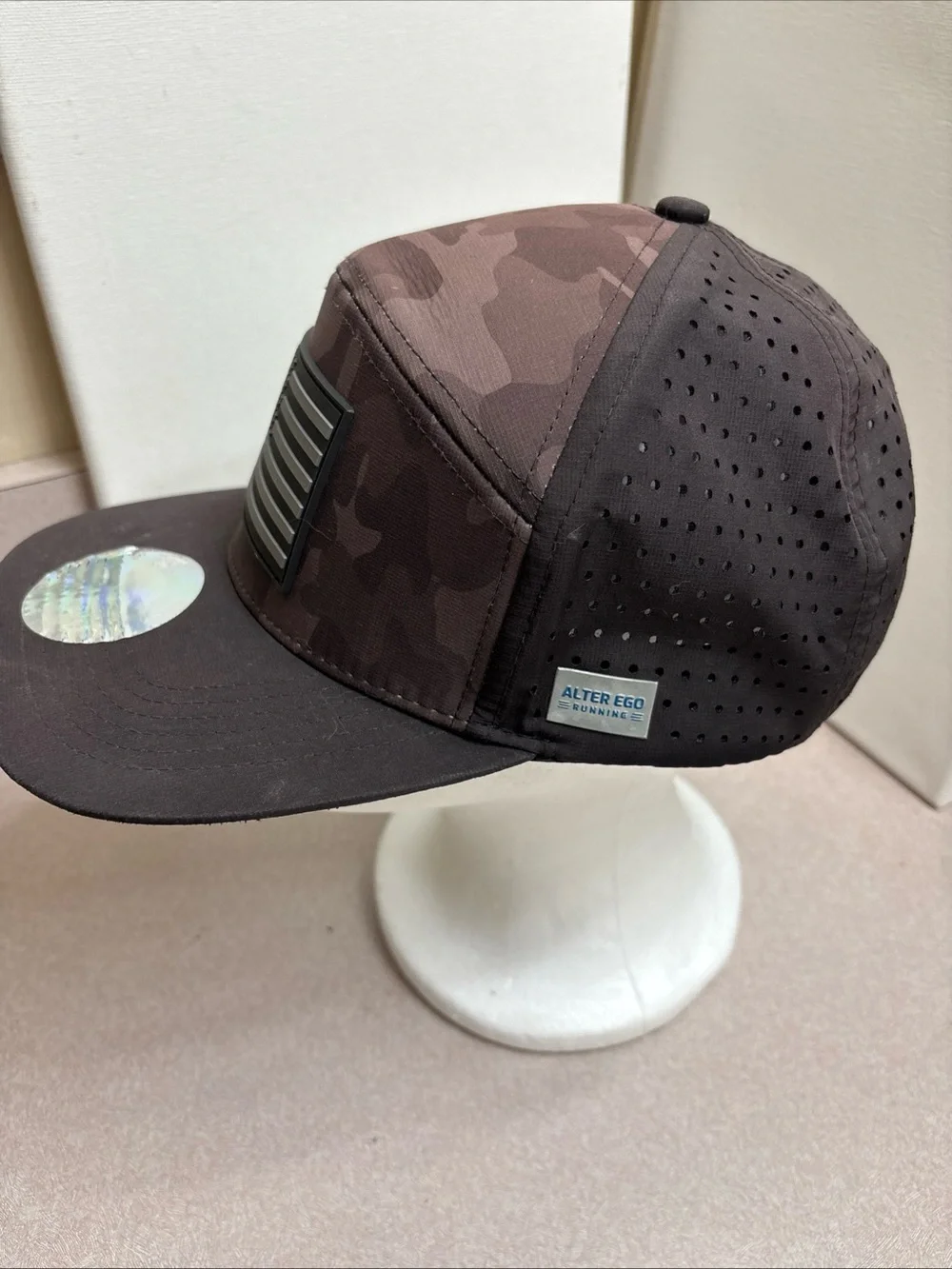 Alter Ego Running Snapback Hat Camo American Flag Panel Drifter Brown Standard